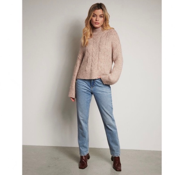 Cable Knit Mock Neck Sweater- Size M & L - Picture 2 of 4